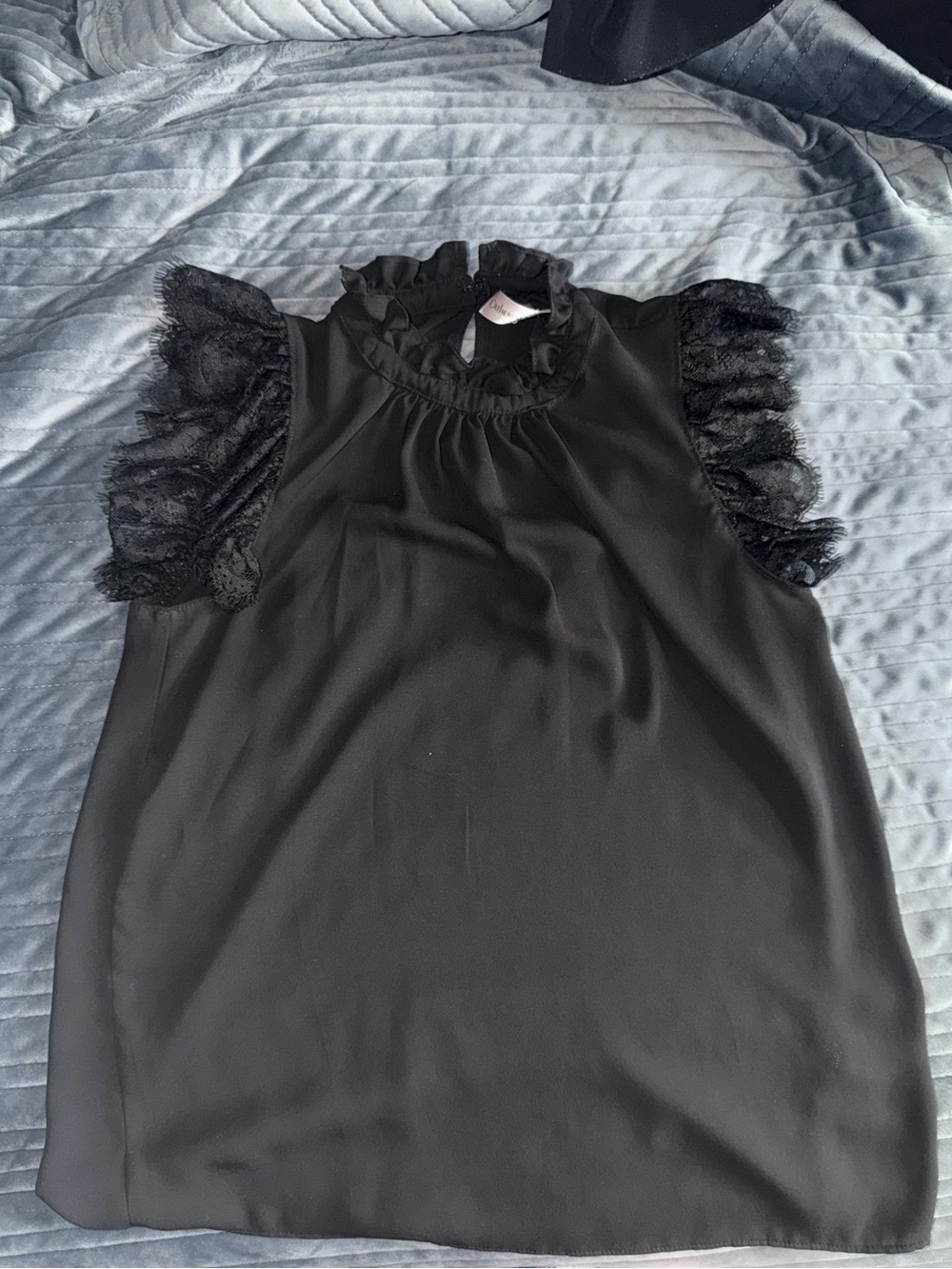Catherine Malandrino Black Ruffle Neck Blouse